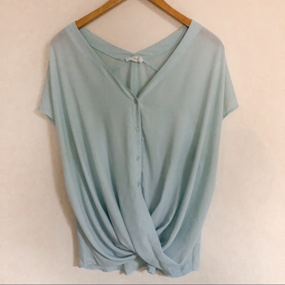 Lush Sheer Twist Front Blouse